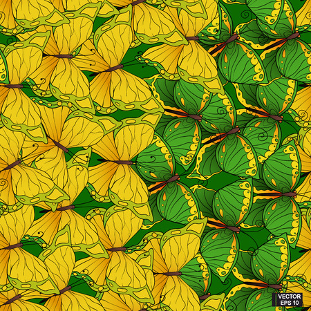 Seamless background with colored butterflies.のイラスト素材