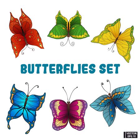 Set of colored butterflies.のイラスト素材