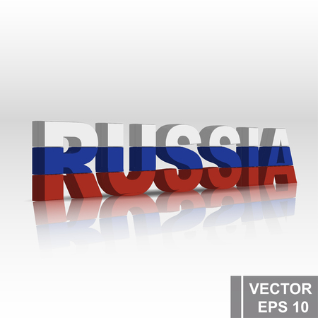 Illustration of Russia lettering in blue, white and redのイラスト素材