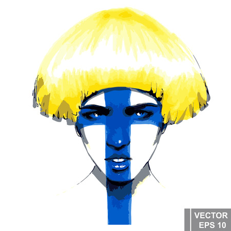 Fashionable young girl. sketch. line. Fashionable. For your design.のイラスト素材