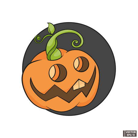 Vector image. Halloween pumpkin with happy face. Halloween icon.のイラスト素材
