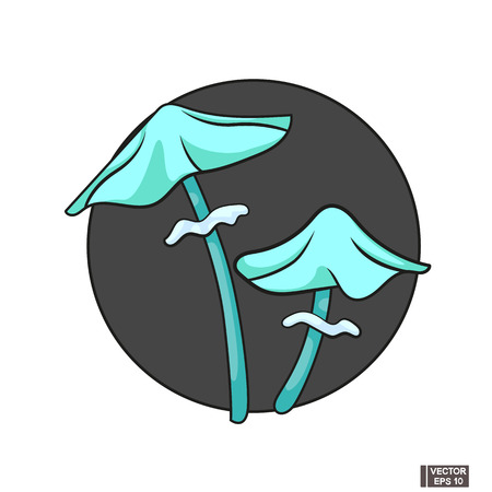 Vector image. Cartoon blue magic mushrooms. Halloween icon.のイラスト素材