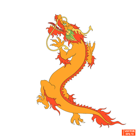 Vector image. A simple icon, a Chinese red dragon.のイラスト素材
