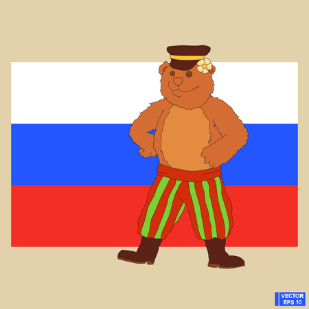 Vector image. Icon with a mythical woman syrin bird. The Gamayun bird. Against the background of the Russian flag. Russian folklore.のイラスト素材