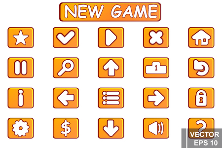 Button. Game. A cartoon. Congratulations. For your design. Vector conceptual illustration.のイラスト素材