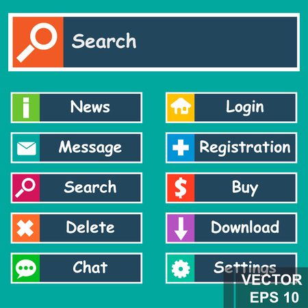 Button. Web design. Cartoon. Press. Bright design. For your design.のイラスト素材