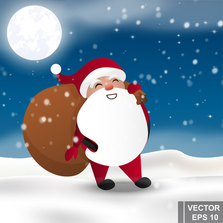 Santa Claus. cartoonish happy. New Years and Christmas. present. Happiness. For your design.のイラスト素材