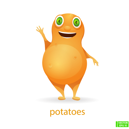 Vector image. Cute vegetables character. Potato icons in cartoon style.のイラスト素材