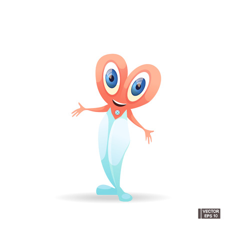 Vector image. Cartoon characters school supplies. Cute scissors icon. Back to school. Stationery.のイラスト素材