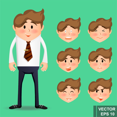Businessman. Young guy Cartoon style. Bright. Emotions. For your designのイラスト素材