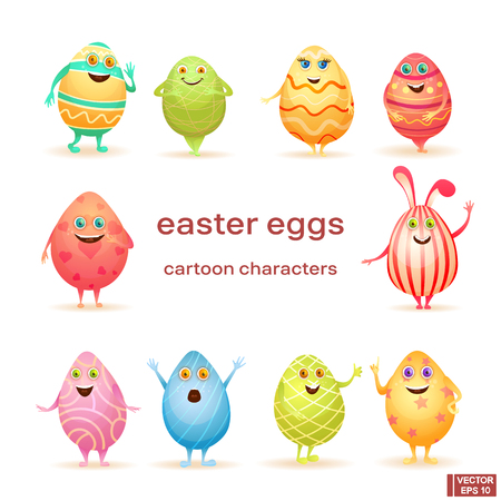 Vector image. Set of cartoon character happy egg. Funny mascot. Happy Easter.のイラスト素材