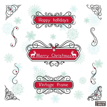 Collection of hand drawn swirls. Christmas design elements set.のイラスト素材