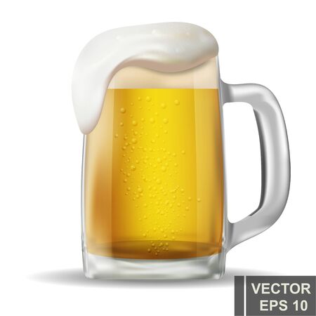 realistic beer mug. Alcoholic drink. Bright. Isolated object. For your design.のイラスト素材
