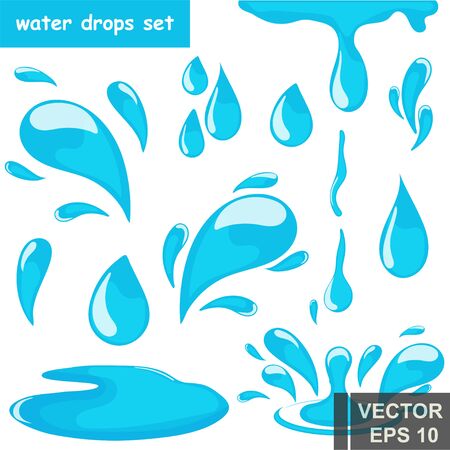Set of water drops. Blue. water. For your design.のイラスト素材