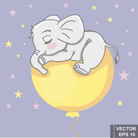 Baby elephant. Cute style. Children s. For printing on postcards. For your design. Magic.のイラスト素材