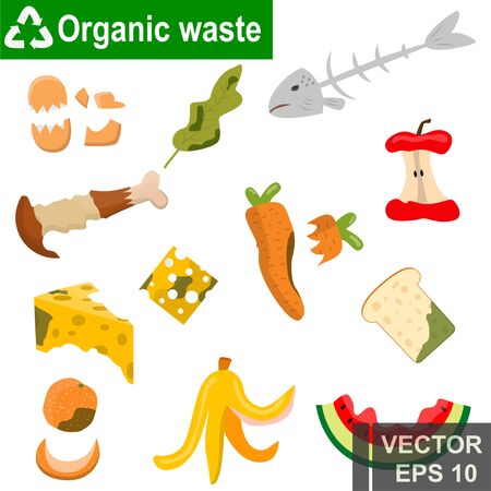 Garbage. Waste. Organics, glass, metal, paper. Disposal For your design.のイラスト素材