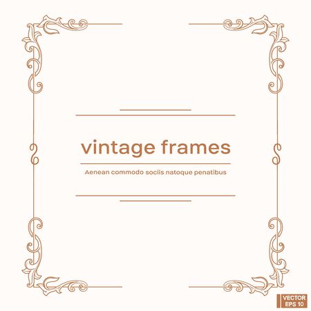 Vector image. Vintage baroque frame. Acanthus foliage swirl decorative design element. Scroll ornament engraving border floral. retro pattern antique style.のイラスト素材