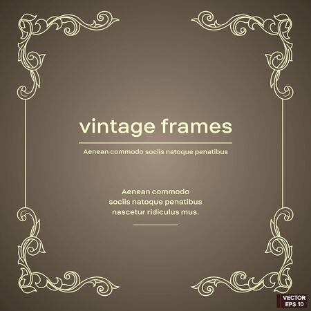 Vector image. Vintage baroque frame. Acanthus foliage swirl decorative design element. Scroll ornament engraving border floral. retro pattern antique style.のイラスト素材