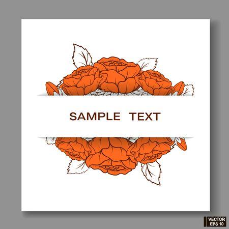 Vector illustration. Frame with red roses on a white background.のイラスト素材