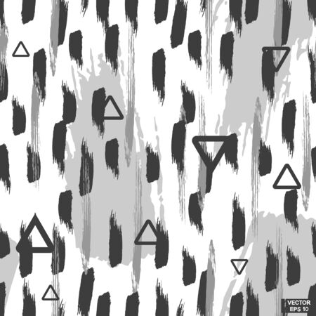 Vector illustration. Seamless patterns with geometric and scribble texture.のイラスト素材