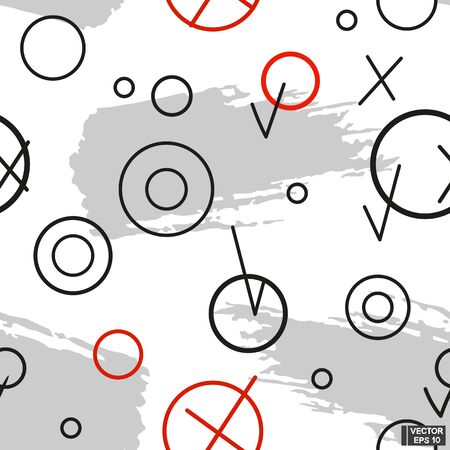 Vector illustration. Seamless patterns with geometric and scribble texture.のイラスト素材
