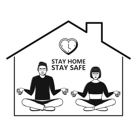 Work From Home Office Freedom Lifestyle Stick Figure Icon on whiteのイラスト素材