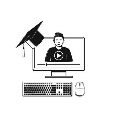 Online education and study. Web learning and training concept iconのイラスト素材