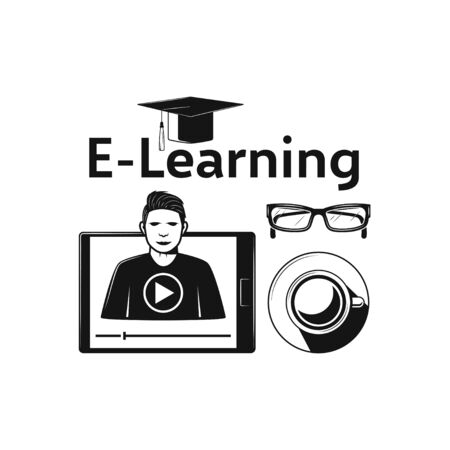 Online education and study. Web learning and training concept icon on whiteのイラスト素材