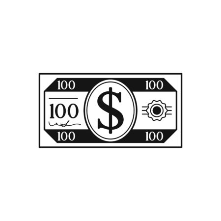 Money Black flat design Icon Isolated on whiteのイラスト素材
