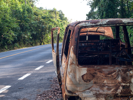 Burn van parking long time have rust.の写真素材
