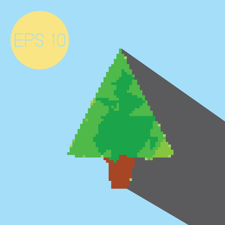 Pixel christmas tree with light blue background.のイラスト素材
