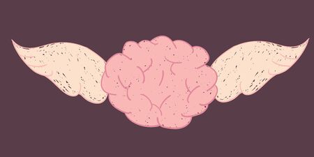 Vector brain have angle wing show freedom thinking.のイラスト素材