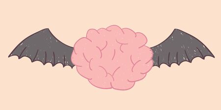 Vector  brain with devil wing show bad thinking.のイラスト素材