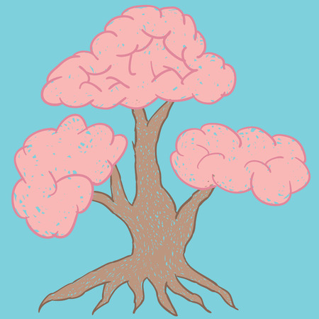 Brain tree free hand drawing vector show eco think.のイラスト素材