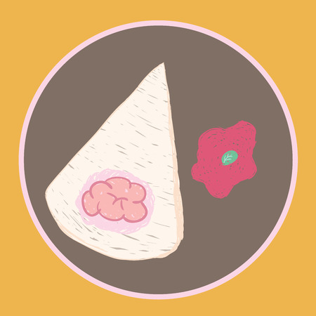 Brain cheese cake concept free hand drawing vector.のイラスト素材