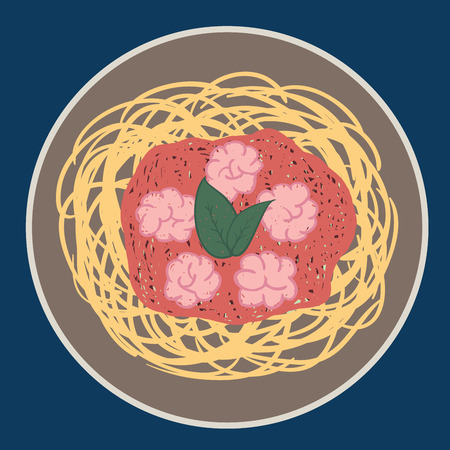 Spaghetti brainball ceoncept free hand drawing vector.のイラスト素材