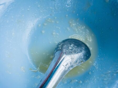 Blank bowl after eat rice soup.の写真素材