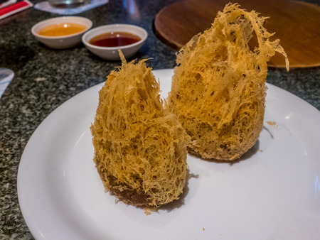 fried taro at chinese's restaurant.の写真素材