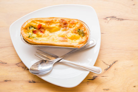 spinach pie cheese on morningの写真素材