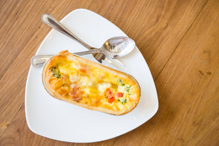 spinach pie cheese on morningの写真素材