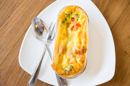 spinach pie cheese on morningの写真素材