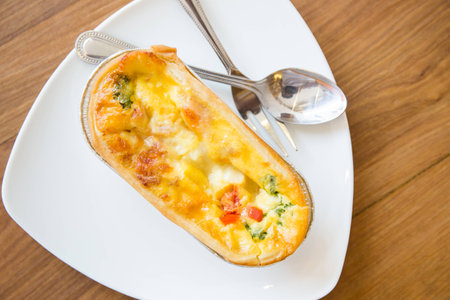 spinach pie cheese on morningの写真素材