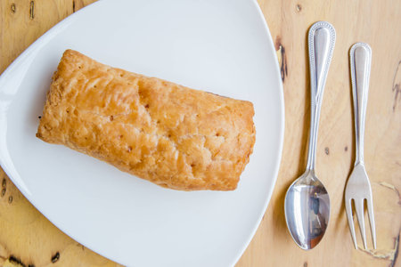 puff chicken on dishの写真素材