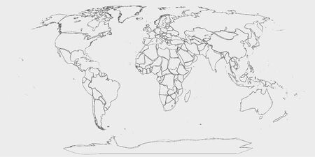 World map - hand drawn lines like sketch world map in greyscaleのイラスト素材