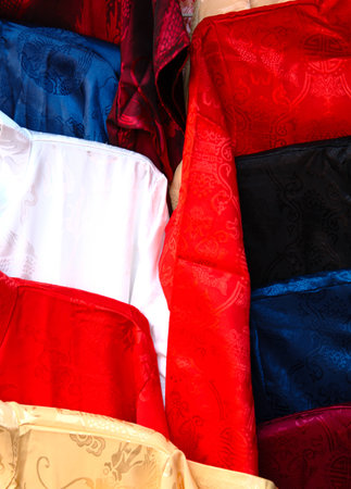 chinese clothes on hangersの写真素材