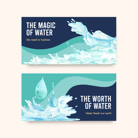Twister template with world water day concept design for social media and community watercolor vector illustrationのイラスト素材