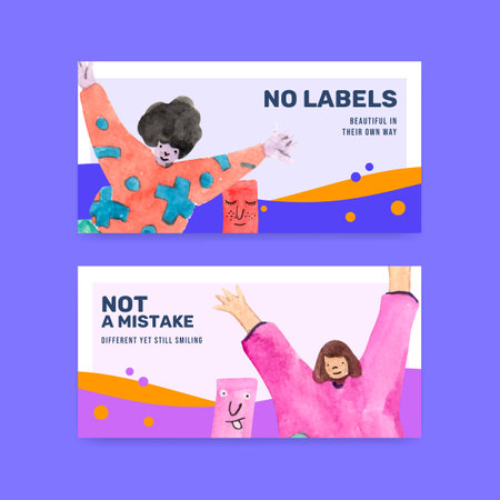 template with world down syndrome day concept design for social media and community watercolor...