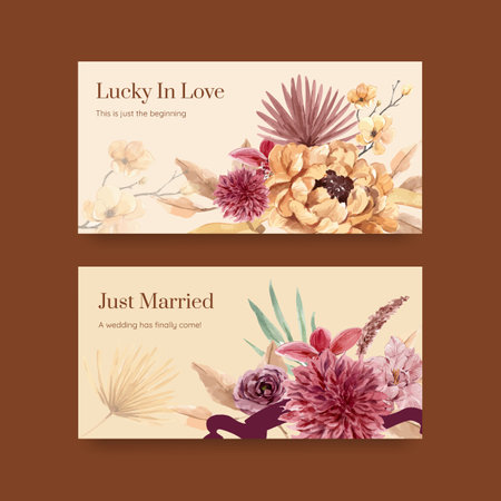 template with Wedding ceremony concept design for social media watercolor illustrationのイラスト素材