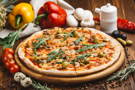 Pizza Frutti Di Mare with seafoodの写真素材