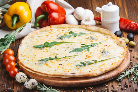 Quattro formaggi Italian pizzaの写真素材